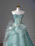 Tineit Pretty Ball Gown Sweetheart Tulle Green Long Evening Dress Prom Dresses With Ruffles (PRE-ORDER)