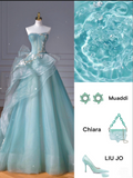 Tineit Pretty Ball Gown Sweetheart Tulle Green Long Evening Dress Prom Dresses With Ruffles (PRE-ORDER)