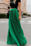 Tineit Solid Color High Waist Pleated Maxi Skirt