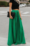 Tineit Solid Color High Waist Pleated Maxi Skirt