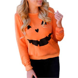 Tineit Halloween Awakecrm Hot Sale Women Halloween Pumpkin Print Long Sleeve Sweatshirt Pullover Tops Blouse Shirt Female Casual Hoodies Tracksuit