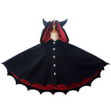 Tineit Halloween Awakecrm Bat Hoodie Cloak Coat Winter Women Halloween Party Gothic Punk Black Devil Bat Wing Vampire Demon Costume Hood For Child