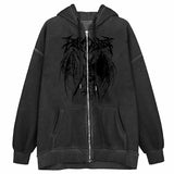 Tineit 2024 Fall Fashion Halloween Skeleton Print Jackets Coat Grunge Gothic Oversized Hoodies Women Autumn Vintage Sweatshirt Y2K Female Clothes