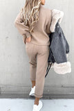 Tineit Mock Neck Puff Sleeve Sweatshirt Long Pants Suits