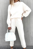 Tineit Mock Neck Puff Sleeve Sweatshirt Long Pants Suits