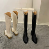 fall outfits 2024 White Chunky Heel Spring and Autumn High Boots Women's Shoes 2024 New Knee-High Small Knight Boots