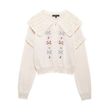 Women's 2024 Autumn and Winter Fashionable Elegant Embroidered Knitted Sweater