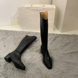 fall outfits 2024 White Chunky Heel Spring and Autumn High Boots Women's Shoes 2024 New Knee-High Small Knight Boots