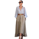 Tineit 2000s fashion 2024 Autumn New Solid Color Versatile Temperament Shirt Casual Skirt Two-Piece Set