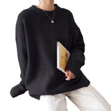 men fall outfits casual Gray Sweater Women's Autumn and Winter Loose Retro Hong Kong Style Lazy Style round Neck Pullover Top Thick Thread Outer Wear Sweater Women