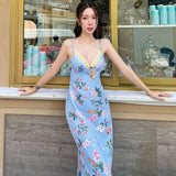 Tineit May V-Neck Floral Maxi Slip Dress