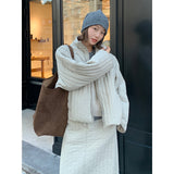 Stall Texture Cotton Coat + Skirt 2024 Winter Korean Style Simple Casual Suit A9310