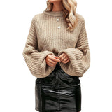 simple winter outfits Autumn and Winter Sweater Women's Loose Pullover Sweater round Neck Women