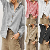 fashion outfits 2024 Autumn and Winter Fashion Lapel Long Sleeve Cotton and Linen Loose Women's Shirt