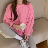 soulja boy outfits Women's Knitted Sweater 2024 Autumn and Winter Women's Twist Loose Lazy Style Top Pullover Bottoming Shirt