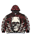 Dark Skull Complex Loose Personality American Print Hooded Long Sleeve Pullover Pocket Sweater