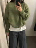 men fall outfits casual Gentle Style Circle Yarn Purple Pullover Women's Autumn and Winter New Style Nuo Jiji round Neck Sweater Top Fashion