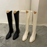 fall outfits 2024 White Chunky Heel Spring and Autumn High Boots Women's Shoes 2024 New Knee-High Small Knight Boots