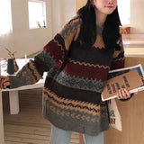 outfit inspo fall Women's Sweater 2024 Autumn and Winter Korean Style Jacquard Rhombus round Neck Loose Outer Wear Lazy Style Knitted Top