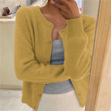 soulja boy outfits Solid Color Knitted Cardigan Single Row Long Sleeve Pullover round Neck Cardigan Coat Sweater for Women