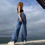 outfit inspo Ins High Waist Mop Jeans for Women Spring and Summer New Loose Wide Leg Draping Straight Elegant Pants