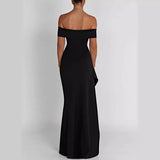 off shoulder  Women's 2024 Spring Sexy off-Shoulder Elegant Party Dress Split Dress