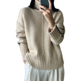 Autumn and Winter New Woolen Sweater Women's Loose Thickened Turtleneck Sweater Lazy Style Color Matching Pure Wool Knitted Bottoming Shirt