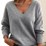 winter fits men 2024 Autumn Style Pullover Women's Loose V-neck Casual Sweater Women's