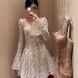 Tineit dress to impress Spring 2024 New High-Grade French Lace Embroidered Dress Hollow Tube Top Beautiful Waist Slimming Fairy Skirt