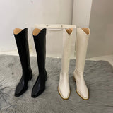 fall outfits 2024 White Chunky Heel Spring and Autumn High Boots Women's Shoes 2024 New Knee-High Small Knight Boots