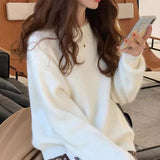 boy outfits Thick Sweater Women's Loose Outer Wear Autumn and Winter New Japanese round Neck Versatile Lazy Style Thick Wool Pullover Sweater