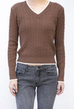 classy outfits men Autumn and Winter V-neck Color Matching Collar Twist Sweater Women's Sweater