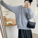 men fall outfits casual Autumn and Winter Solid Color Soft Glutinous Pullover Women's Loose Lazy Style Thickened round Neck Sweater Top