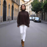 men’s fall fashion 2024 050 Women's New Sweater Loose Half Turtleneck Autumn and Winter Russian Sweater