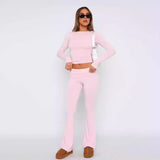 frat outfits 2024 New Fashion Solid Color Comfortable Slim Slimming Low Waist Flared Pants for Women