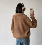 winter outfits men Autumn and Winter American Casual Turtleneck Sweater Zipper Cardigan Design Lazy Style Loose Fashion Autumn and Winter Clothes for Women