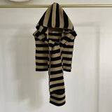 women’s outfits Lazy Fashionable Knitted Hooded Large Shawl for Women Autumn and Winter Warm Striped Outer Wear Waistcoat Fashion