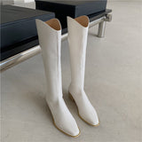 fall outfits 2024 White Chunky Heel Spring and Autumn High Boots Women's Shoes 2024 New Knee-High Small Knight Boots