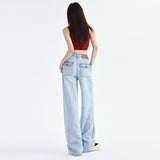 Tineit baggy jeans Tencel Jeans for Women 2024 Summer Sweet and Spicy Style New High Waist Loose Straight Mop Casual Wide Leg Pants for Women