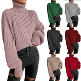 simple winter outfits Autumn and Winter Fashion Drop Shoulder Long Sleeve Knitted Loose Pullover Turtleneck Sweater for Women