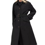 winter outfits men Spring Women's Solid Color Lapel Lace-up Single-Breasted Extended Trench Coat British Temperament Overcoat