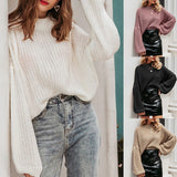 simple winter outfits Autumn and Winter Sweater Women's Loose Pullover Sweater round Neck Women