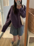 men fall outfits casual Gentle Style Circle Yarn Purple Pullover Women's Autumn and Winter New Style Nuo Jiji round Neck Sweater Top Fashion