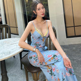 Tineit May V-Neck Floral Maxi Slip Dress