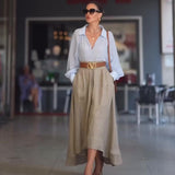 2000s fashion 2024 Autumn New Solid Color Versatile Temperament Shirt Casual Skirt Two-Piece Set