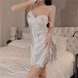 frat outfits Sexy Lingerie Sexy Lace Thin Nightdress Pajamas Sling Deep V Sexy Lace Thin Ice Silk Home