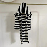 women’s outfits Lazy Fashionable Knitted Hooded Large Shawl for Women Autumn and Winter Warm Striped Outer Wear Waistcoat Fashion