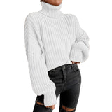 simple winter outfits Autumn and Winter Fashion Drop Shoulder Long Sleeve Knitted Loose Pullover Turtleneck Sweater for Women