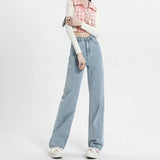 baggy jeans Pink Jeans for Women Spring and Autumn 2024 New High Waist Slimming Loose Straight Draping Mop Narrow Wide Leg Pants