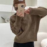 fall brunch outfit Japanese Style Retro Pile Turtleneck Sweater Women's Loose Lazy Niche Autumn and Winter Soft Glutinous Style Pullover Top